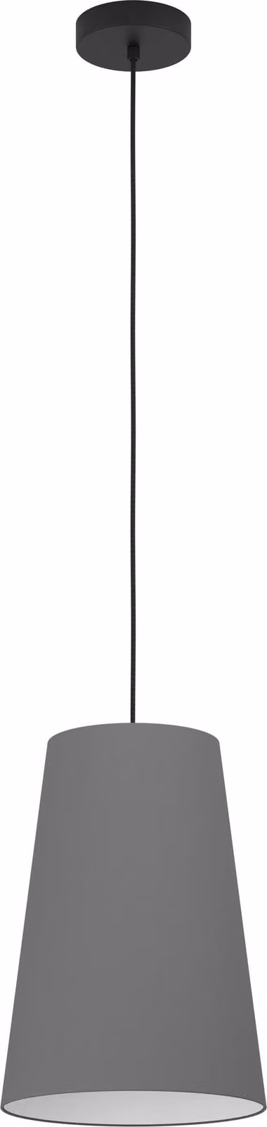 Eglo Petrosa Hanglamp met Textiele Kap en Metalen Details, Hoogte verstelbaar, Grijs/Wit/Zwart, B/D/H: 40 x 28 x 150 cm