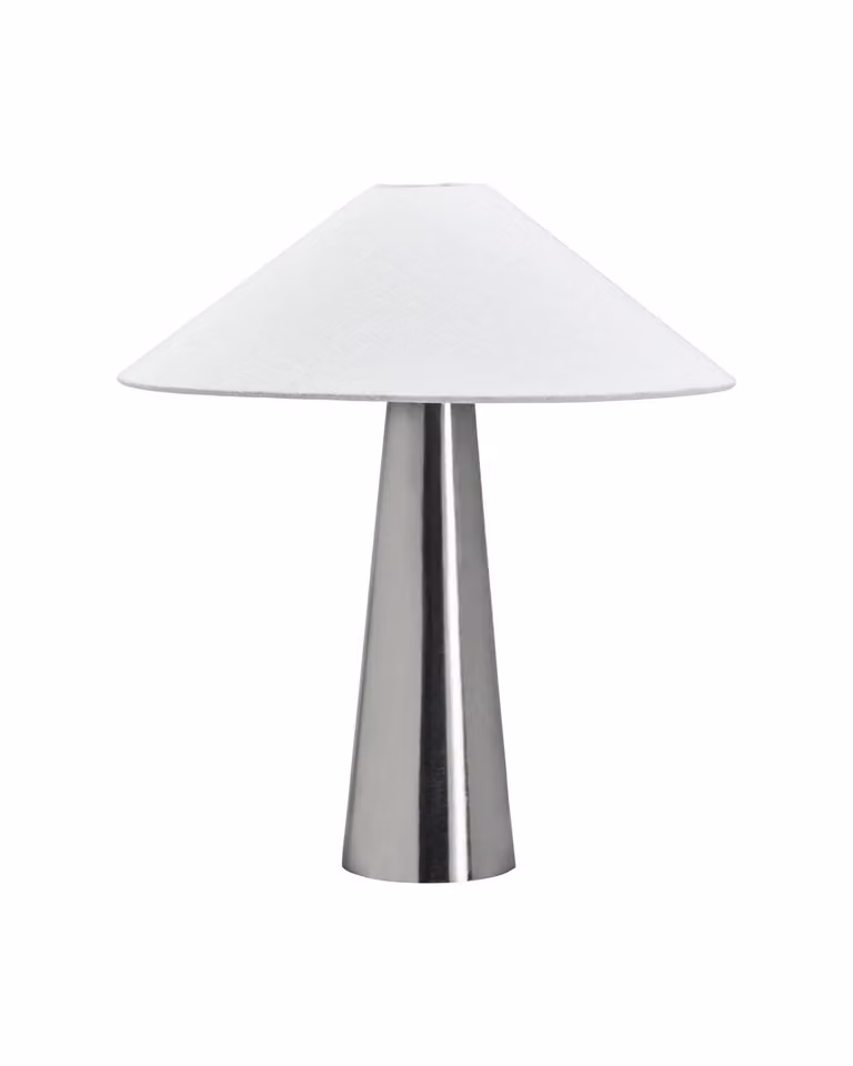 House Doctor Soffi tafellamp zilver/wit met textiel lampenkap, Hoogte: 48 cm