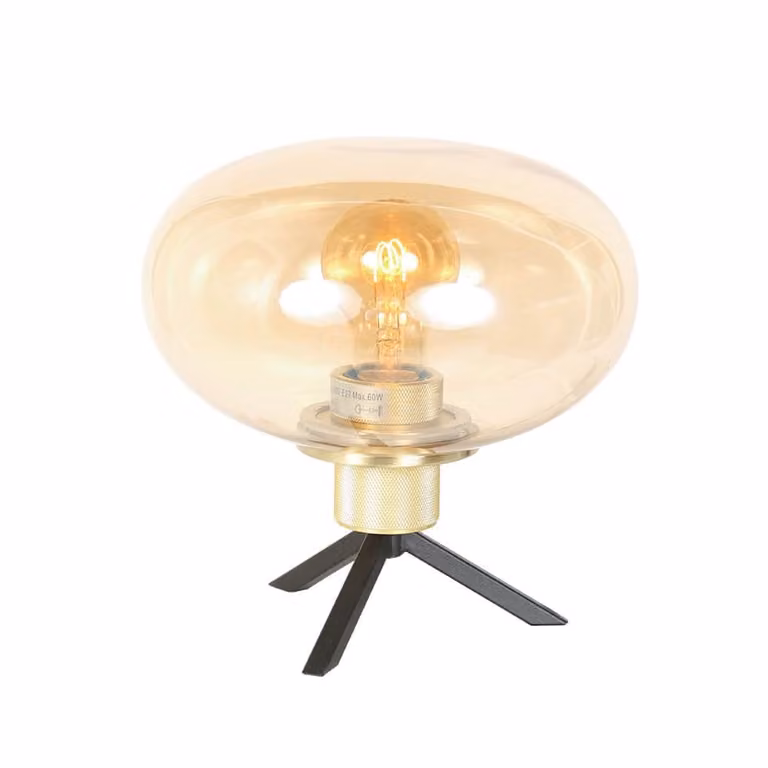 Steinhauer Reflexion Tafellamp met goud/messing metalen en transparant glas, B/D/H: 22 x 22 x 22 cm
