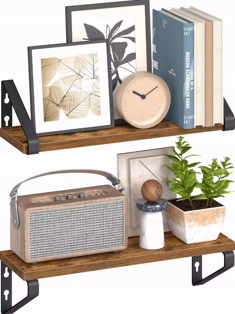 Set van 2 wandplanken met rustiek industrieel design, 40 cm