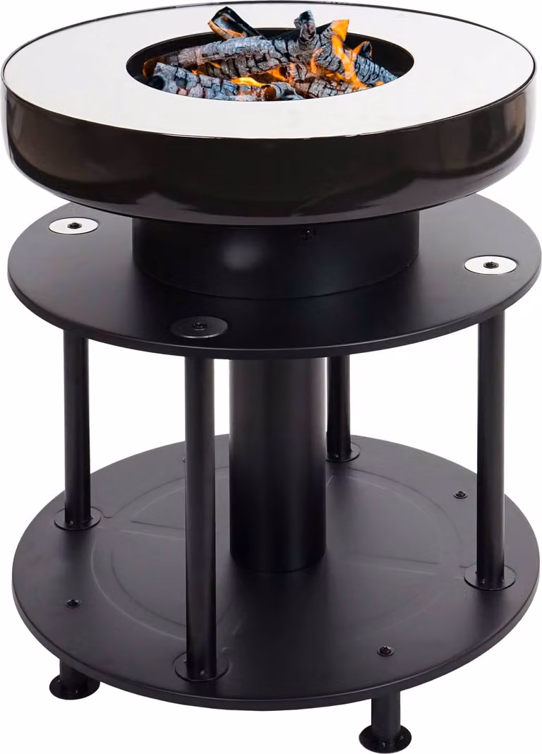 Mendler Vuurschaal met grill HWC-K95, zwart, diameter: 56 cm