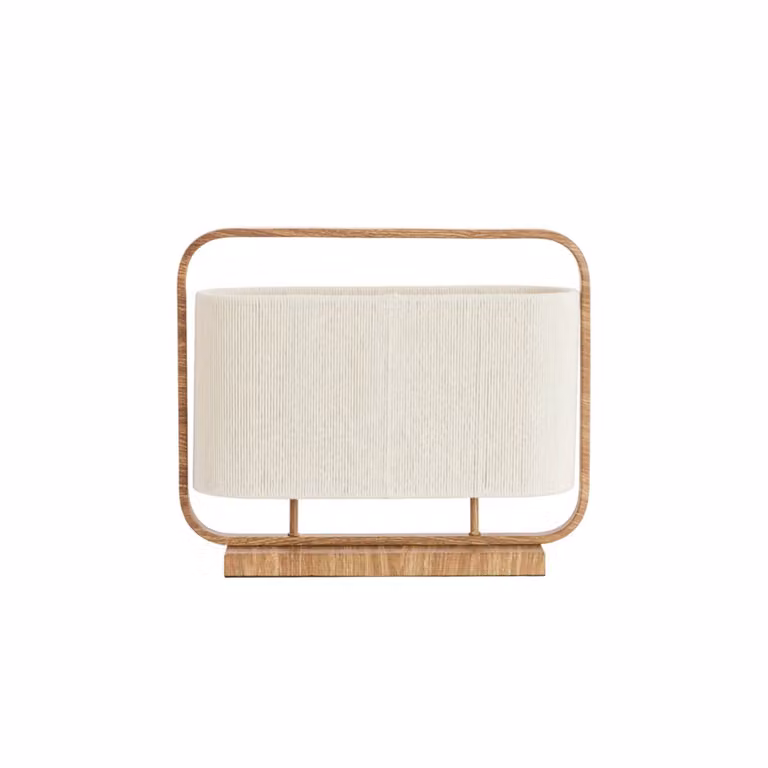 Light & Living Tafellamp Lecce in beige en bruin met houtlook en textiel, Hoogte: 45 cm