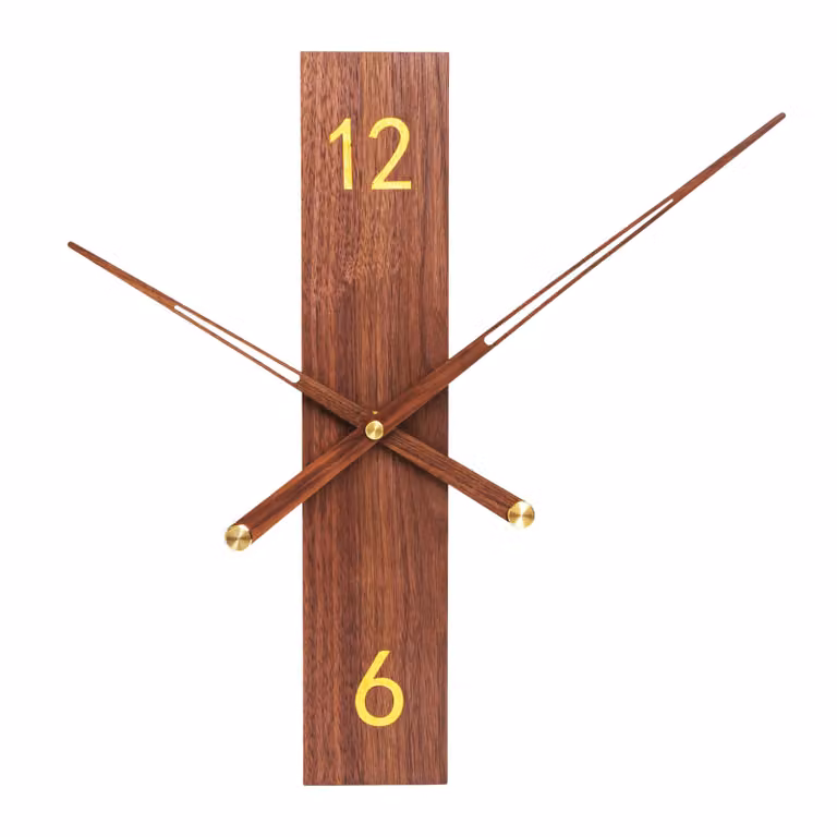 QUVIO Analoge Wandklok van Hout - Donkerbruin - 40 cm