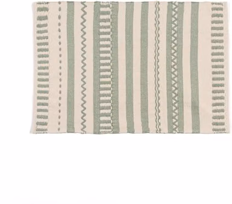 Katoenen rechthoekig tapijt voor woonkamer, balkon of keuken - Jachtgroen - 60 x 90 cm