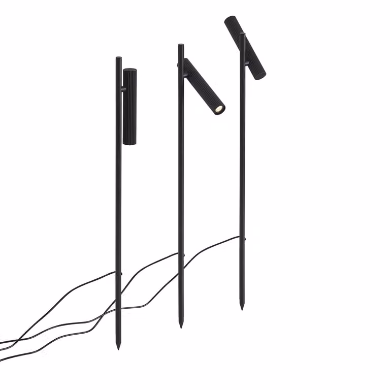 Qazqa Set van 3 zwarte LED tuinprikspots met grondpen en IP44 bescherming