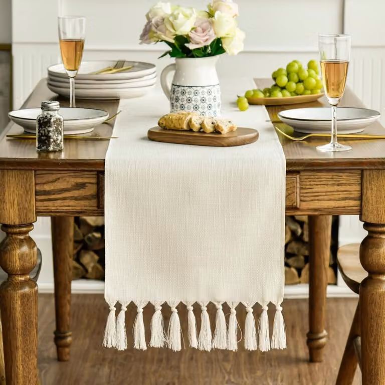 SnelShoppen Tafelrunner Beige Boho Countryside Rustic Farmhouse - 33 x 243 cm
