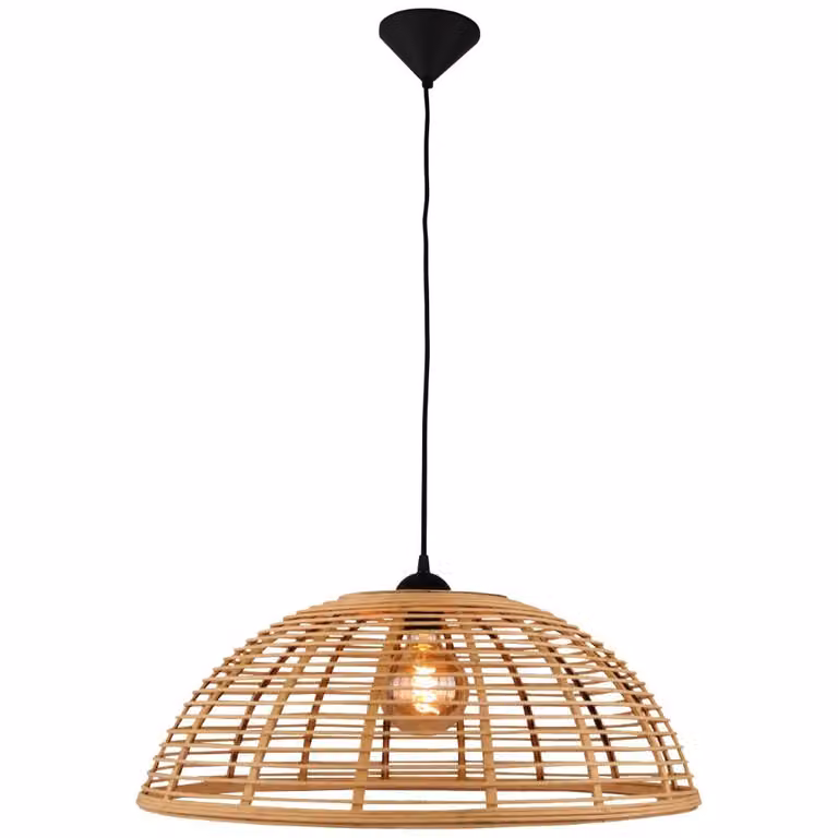 Brilliant Crosstown hanglamp van rotan en hout, zwart, Ø 56 cm