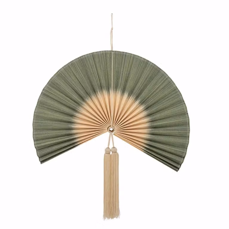 Bloomingville Wanddecoratie Jaime Groen Beige Rattan Hout B: 70 cm, H: 75 cm