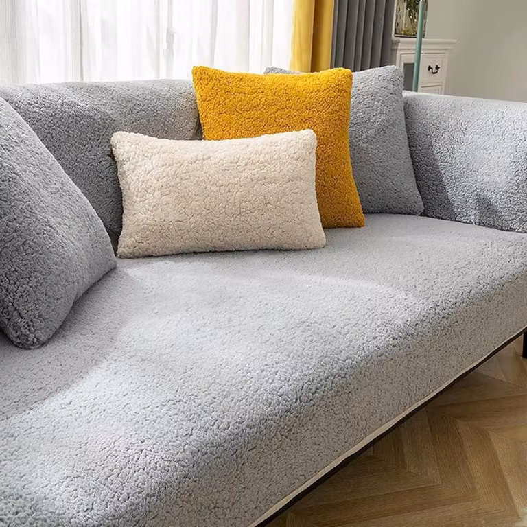 Grijs Bankhoes Meubelbeschermer met Antislip Achterkant voor 1-4 Zits Sofa