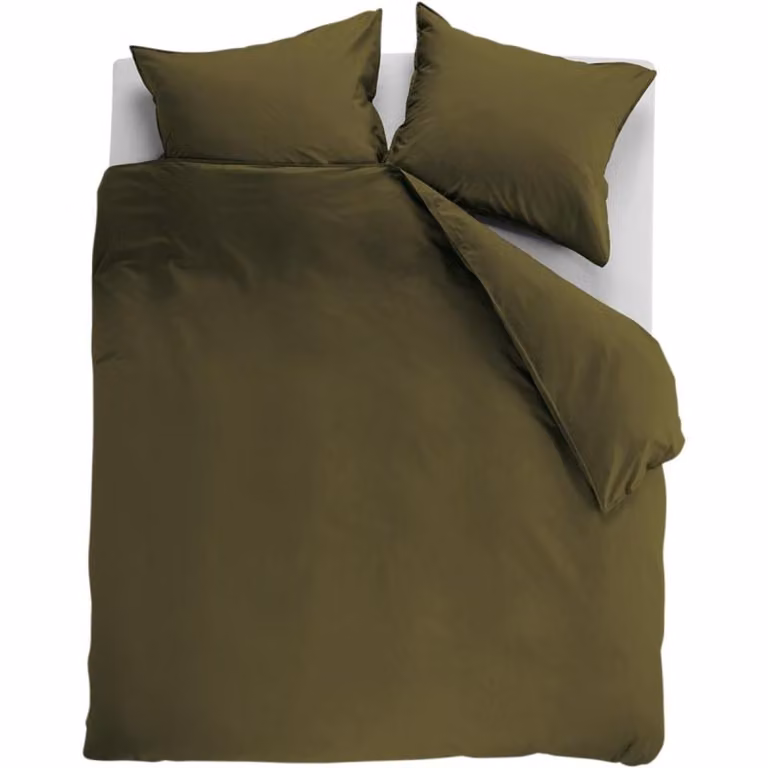 Budget Home Store Dekbedovertrek Cotton Uni Olive Green 240 x 220 cm