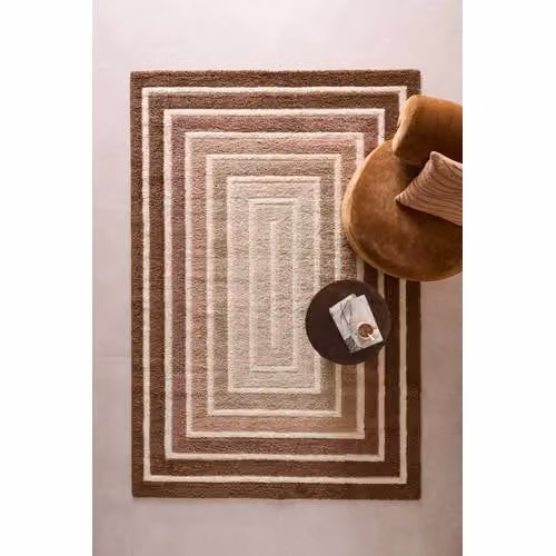 NOUS Living Vloerkleed Oudroze/Donkerbruin Modern Geometrisch Rechthoekig B/D: 290 x 200 cm
