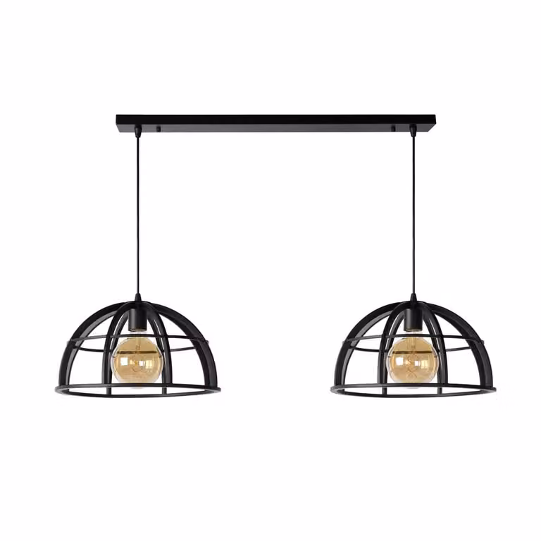 Lucide Dikra industrieel hanglamp - Zwart - 2-lichts
