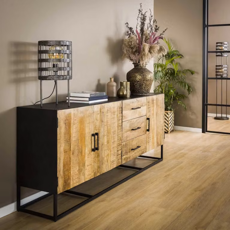 WoonStijl Dressoir Mango en Metaal - Industrieel - Bruin