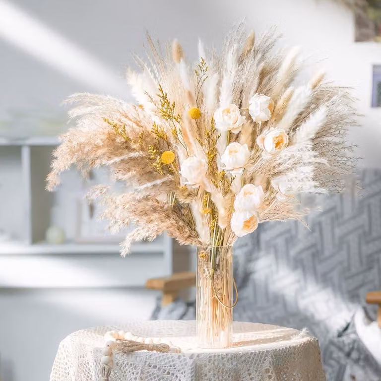 80 stuks gedroogd pampasgras natuurlijk rietbloemen boeket voor boho woonkamer decoratie en DIY bloemstukken