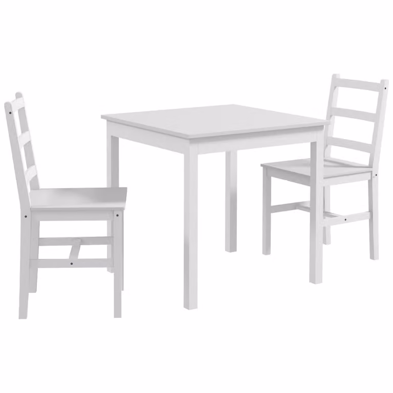 HOMCOM 3-delige eettafelset met 2 stoelen, massief houten keukentafelset, B/D/H: 75 x 75 x 73 cm