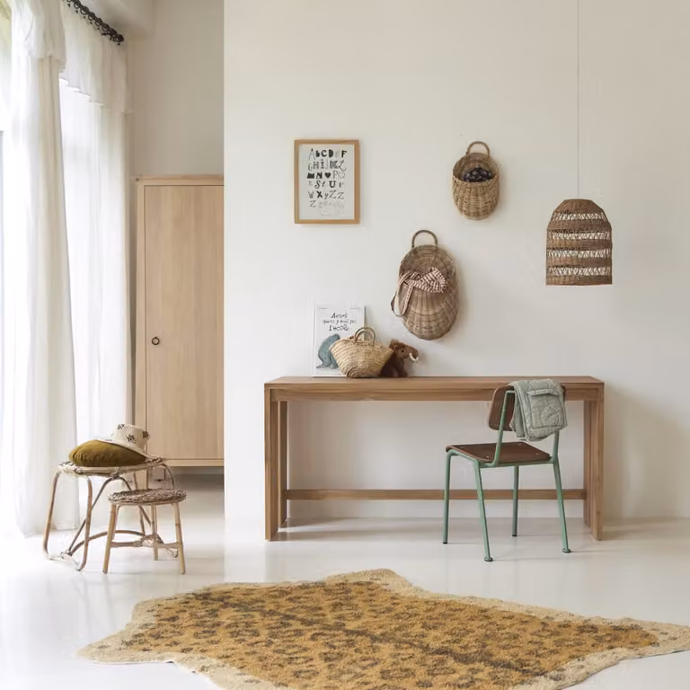 Tikamoon Eden Kinderbureau van massief teak - Bruin - B: 60 cm, D: 60 cm, H: 74 cm