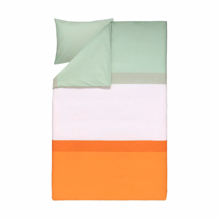 Marimekko Hennika dekbedovertrekset Orange-light pink-sage 150x210 cm + 50x60 cm