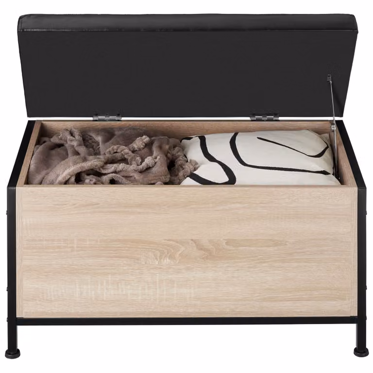 TecTake GmbH Calico Bank met opbergruimte in industrieel licht hout en eiken Sonoma, B/D/H: 81,5 x 41,5 x 50,5 cm