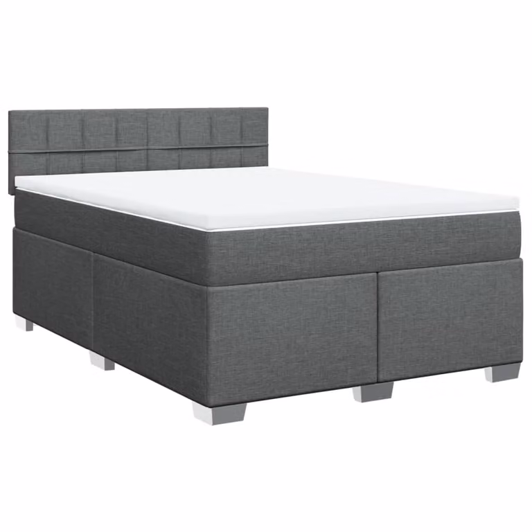 vidaXL Boxspringbed met matras, donkergrijs, gestoffeerd, 160 x 200 cm