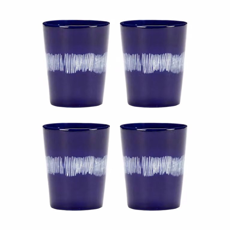 Serax Ottolenghi Feast theekop 4-pack 33 cl donkerblauw-wit