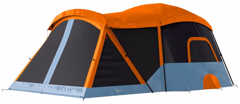Outsunny tunnel tent voor 4 personen met slaapgedeelte en leefruimte