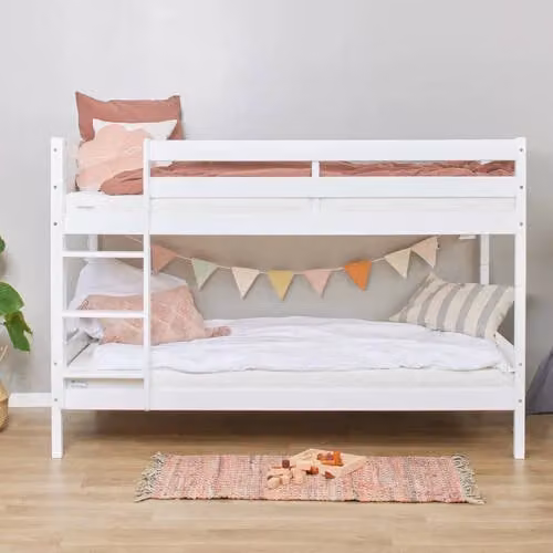 Hoppekids Eco Comfort stapelbed van massief grenenhout in wit, 90 x 200 cm