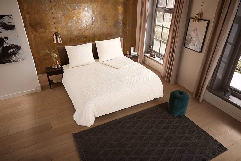 Pure Dekbedovertrek Micropercal Zigzag Wit/Beige B/D/H: 200 x 220 cm