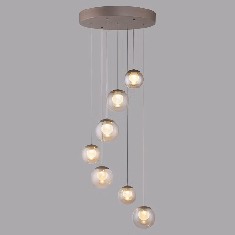 Paul Neuhaus Pure Popup 7-lichts hanglamp, brons, Ø 40 cm