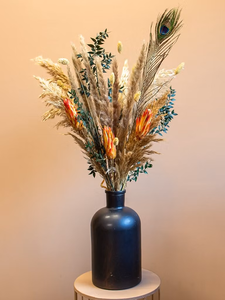 Roselin Droogboeket Laura met Protea Repens – Landelijk Boeket van Droogbloemen, 80 cm