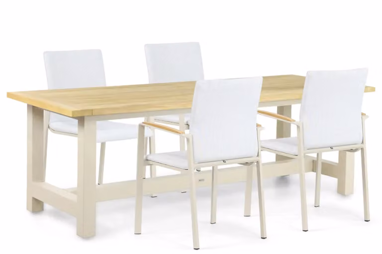 Lifestyle Garden Furniture Brandon/San Francisco Moderne Eettafel van Aluminium en Hout, 200 cm, Grijs/Beige