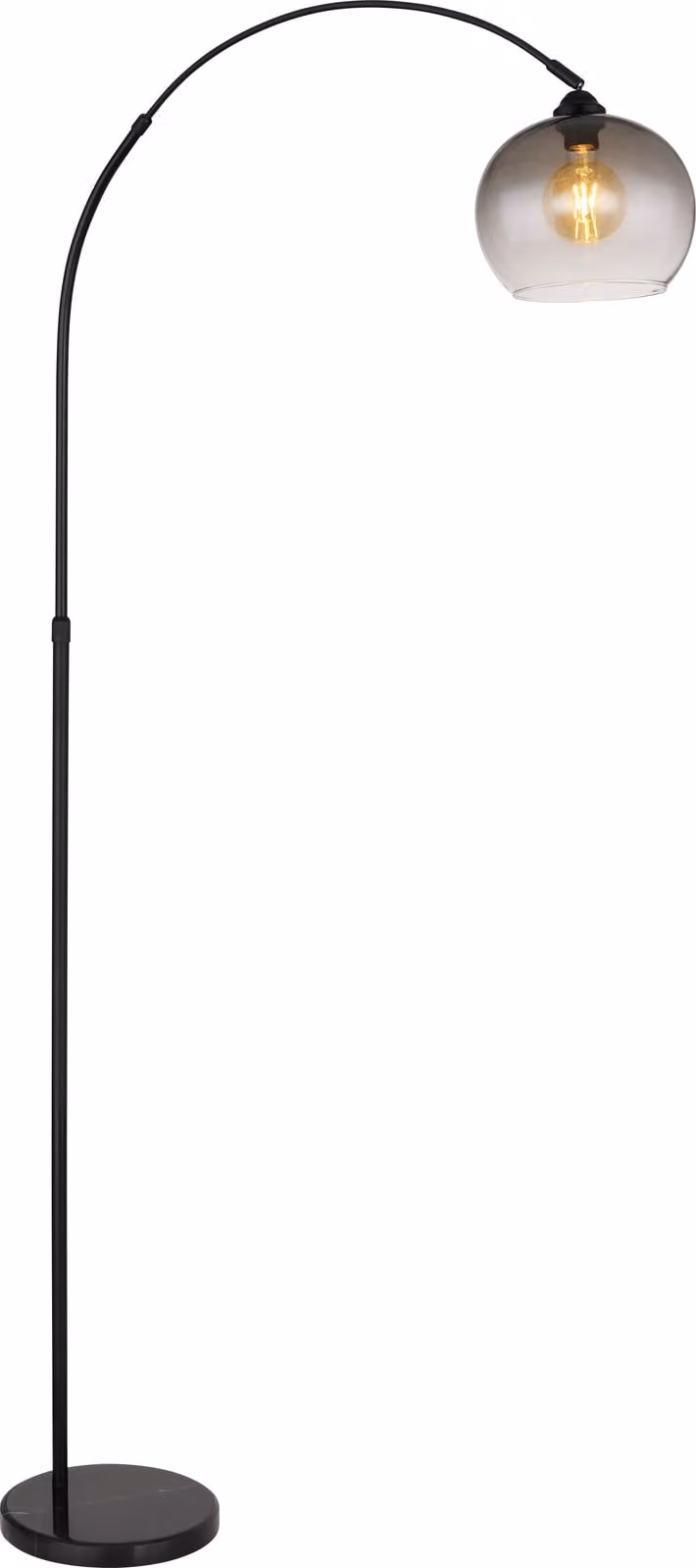 Globo Lighting Newcastle Booglamp - Zwart - Grijs Glas en Marmer - Hoogte: 196 cm