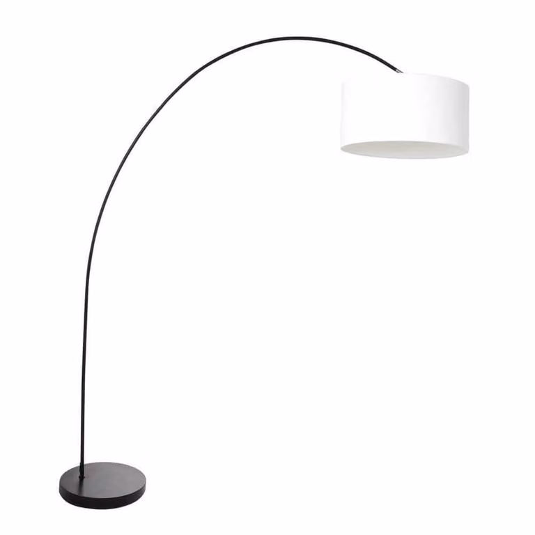 Steinhauer Solva Booglamp zwart met witte stoffen kap