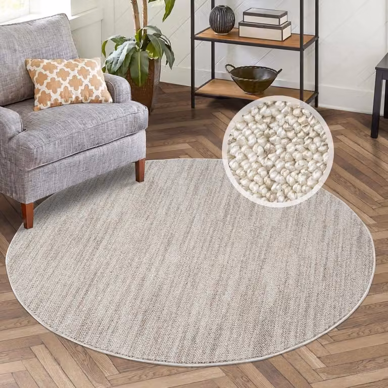 Rond Vloerkleed Taupe - Boho Woonkamer Tapijt - Polyester - 160 cm Diameter