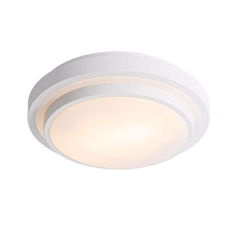 Qazqa Moderne Ronde Plafondlamp Wit - IP44 - Metalen Buitenkastverlichting voor Tuin en Terras