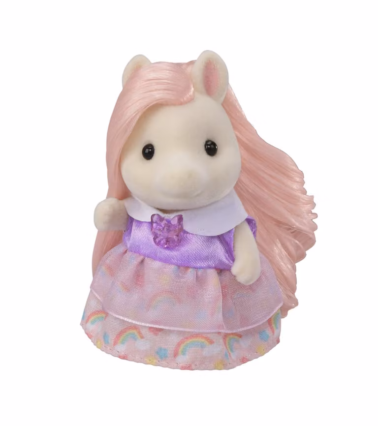 Sylvanian Families Pony Girl Dressing Table met Joy en roze haar en haaraccessoires