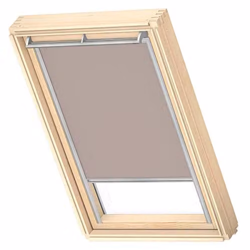 VELUX Verduisterend Rolgordijn PK10 Light Taupe met Grijze Geleiders (DKL)