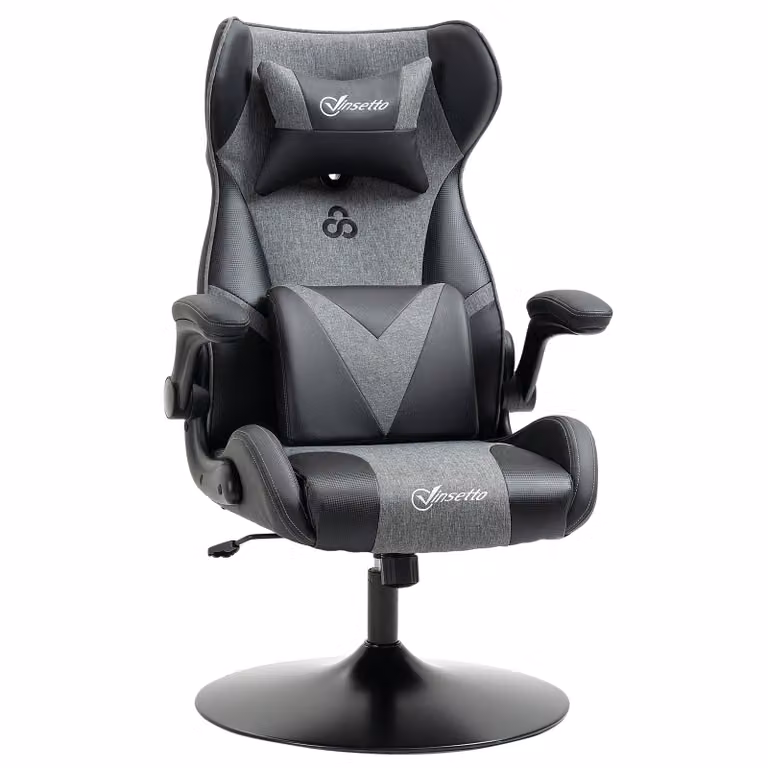Vinsetto Gamingstoel met Kunstlederen Bekleding, Zwartgrijs