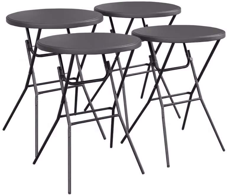 Sweek Set van 4 opvouwbare statafels van staal