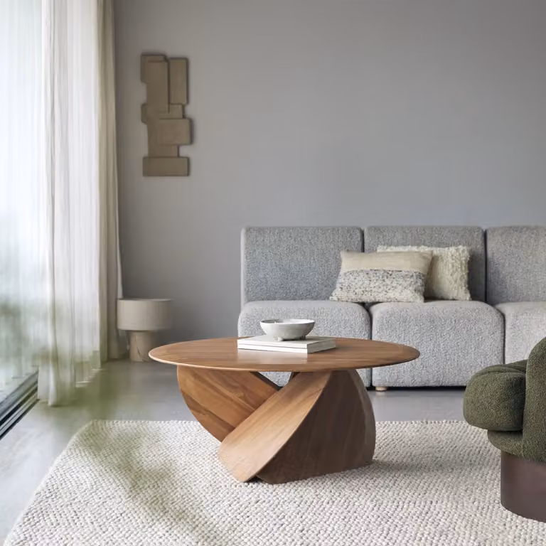 Tikamoon Salontafel rond van massief teak - Bruin