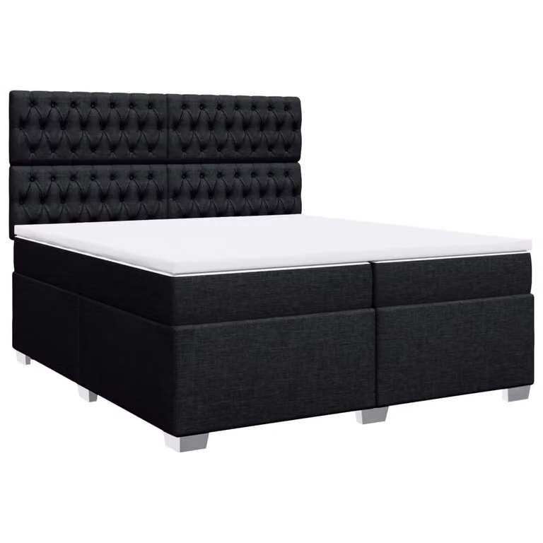 vidaXL Boxspringbed met matras, zwart, 200 x 200 cm