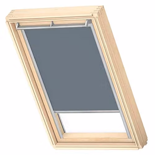VELUX Verduisterend Rolgordijn DKL met Grijze Geleiders, Dark Petrol, PK04