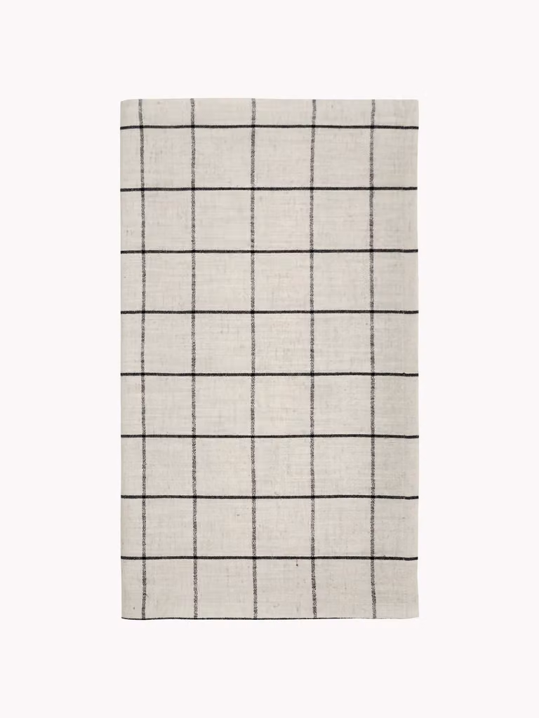 House Doctor Join Tafelloper Black-off white Geblokt B: 40 cm, L: 140 cm