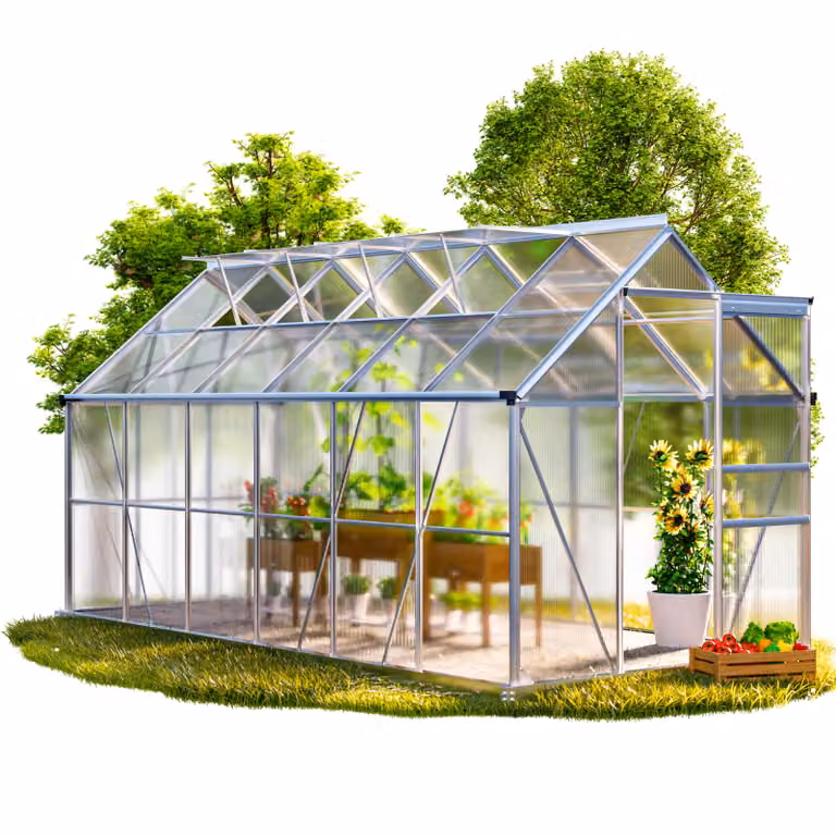 GARDEBRUK Kas van aluminium, 7,2 m², 380 x 190 cm, inclusief 4 dakramen
