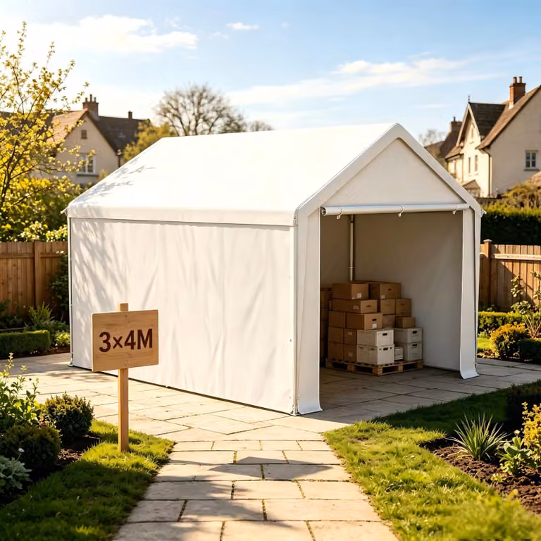 UISEBRT Carport met stalen frame en PE-dak, wit, 3 x 4 m