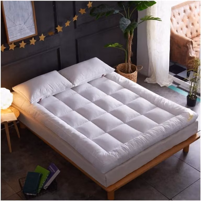 Wit Futon Matras Topper met Dubbele Vulling voor Verbeterd Slaapcomfort, 100 x 200 cm