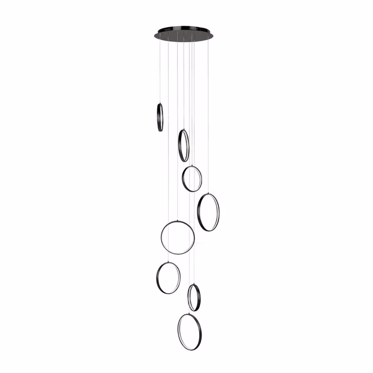 Highlight Design hanglamp Olympia zwart met 8 ringen