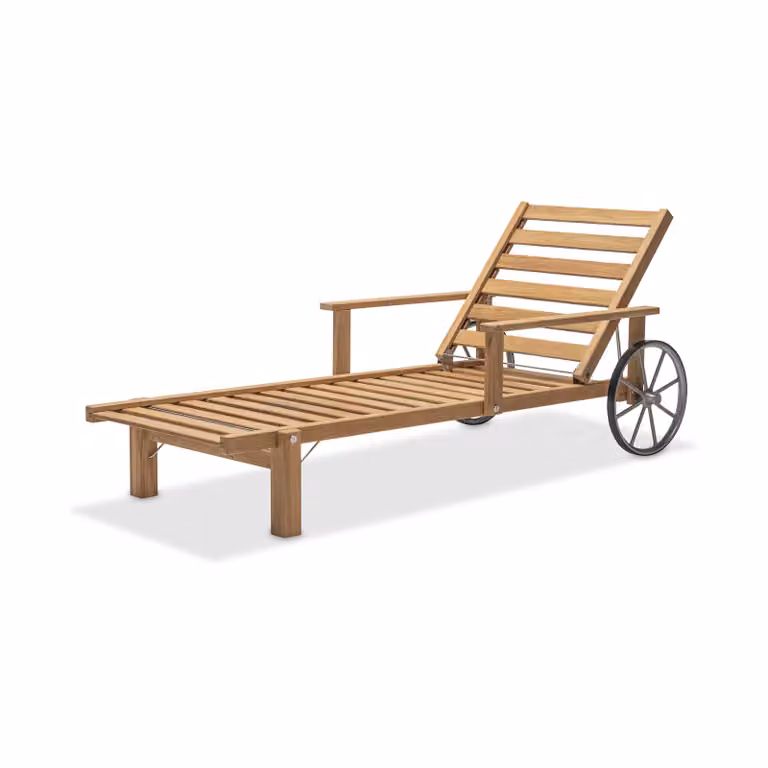 Fri Form ligbed van teak, 78 x 171 cm