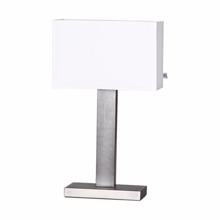 By Rydéns Prime tafellamp met witte lampenkap en geborsteld stalen voet, Hoogte: 47 cm
