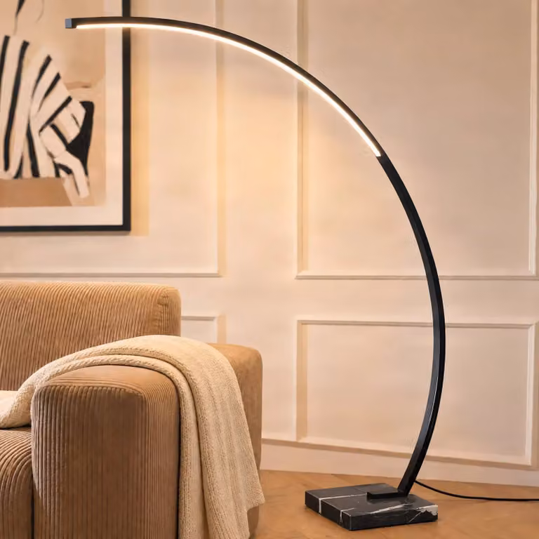 Lindby Booglamp Kendra - Zwart - Modern - Dimbaar - Metaal
