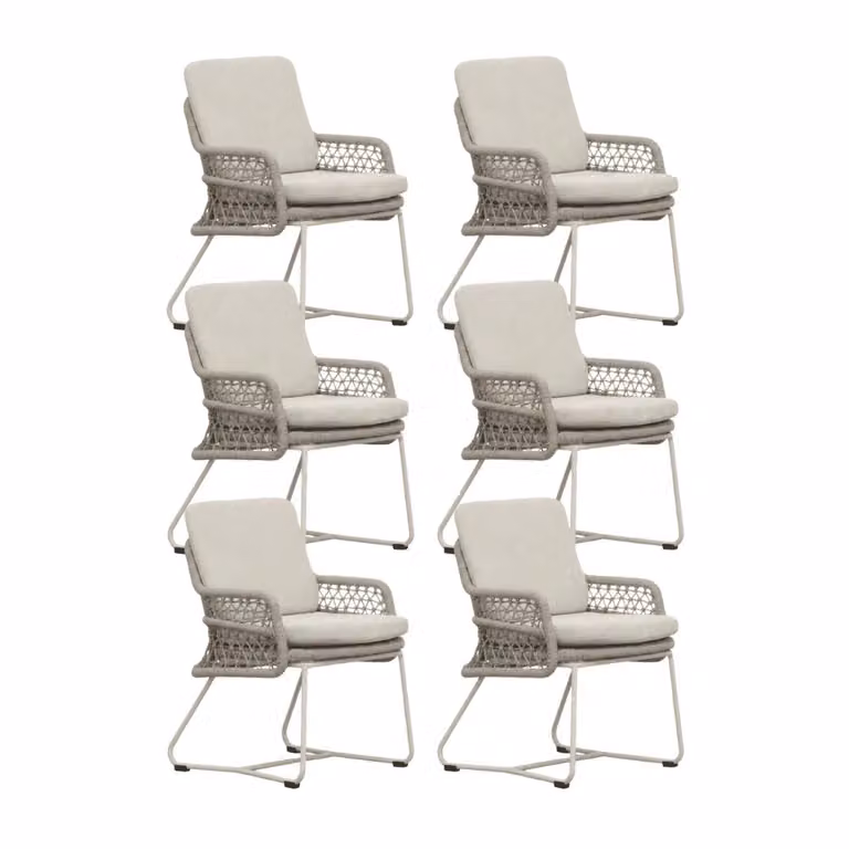Gianna tuinstoel set van 6 met touw en aluminium in Almond Beige